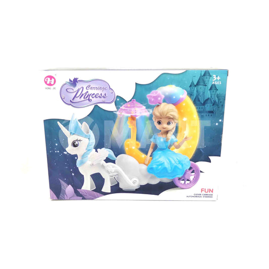 Princess Elsa Moon Cute Carriage Play Toy With Lights For Girls