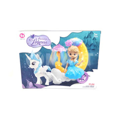 Princess Elsa Moon Cute Carriage Play Toy With Lights For Girls