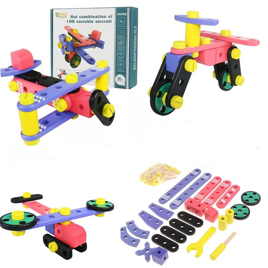 Nuts Bolts 100 Variations Aircraft Assemble Educational Kids Toys