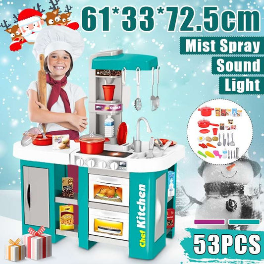 53Pcs Large Size Kitchen Play Set Pretend Play Toy Cooking Set For Kids