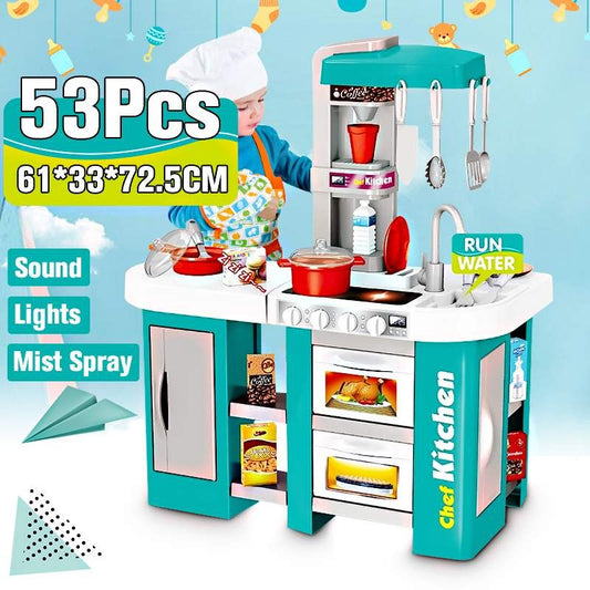 53Pcs Large Size Kitchen Play Set Pretend Play Toy Cooking Set For Kids