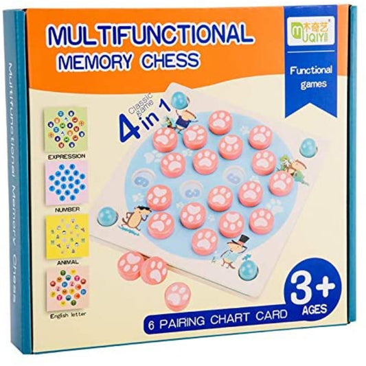 Wooden Memory Toy 4 In 1 Multifunctional Chess Logical Thinking And Memory Training Family Game