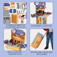 3 In 1 Carpenter Engineer Role-Play Suitcase 39 Pcs Simulation Pretend Playset For Toddlers