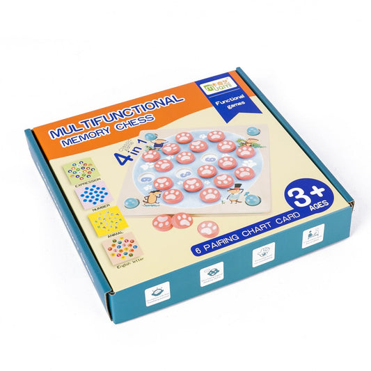 Wooden Memory Toy 4 In 1 Multifunctional Chess Logical Thinking And Memory Training Family Game
