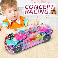 Electric Universal Gear Mechanical Concept Colorful Light Music Transparent Toy Car