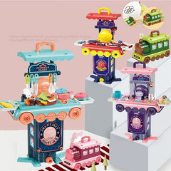 2 In 1 Pretend Play Portable Small Train Kids Play House Multicolor