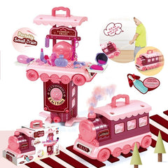 2 In 1 Pretend Play Portable Small Train Kids Play House Multicolor