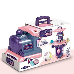 2 In 1 Pretend Play Portable Small Train Kids Play House Multicolor
