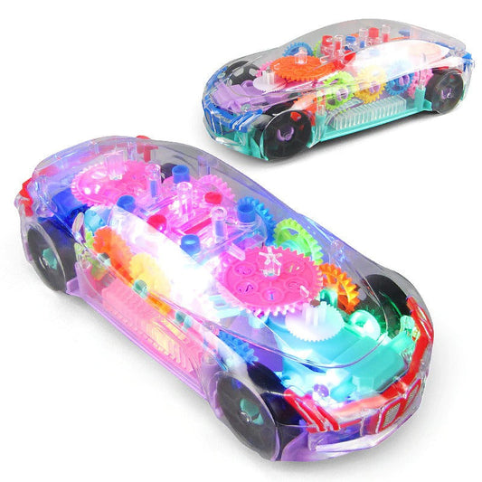 Electric Universal Gear Mechanical Concept Colorful Light Music Transparent Toy Car