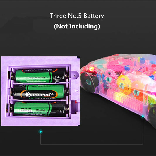 Electric Universal Gear Mechanical Concept Colorful Light Music Transparent Toy Car
