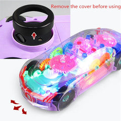 Electric Universal Gear Mechanical Concept Colorful Light Music Transparent Toy Car